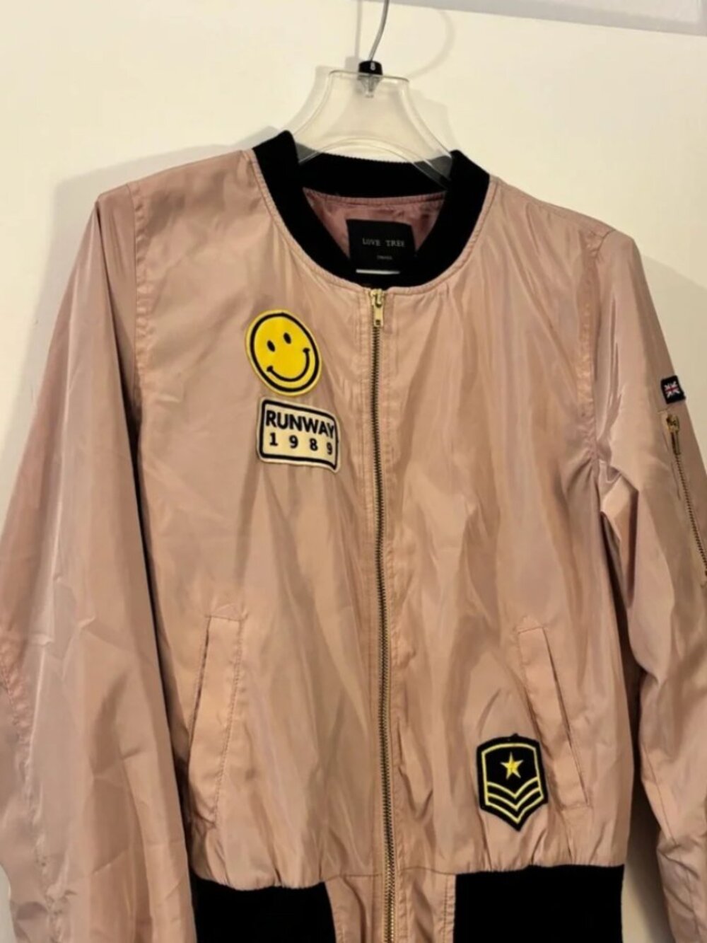 Love Tree- Pink Patch Bomber Jacket